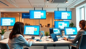 WPS下载：展示现代办公团队协作与协同编辑视图。