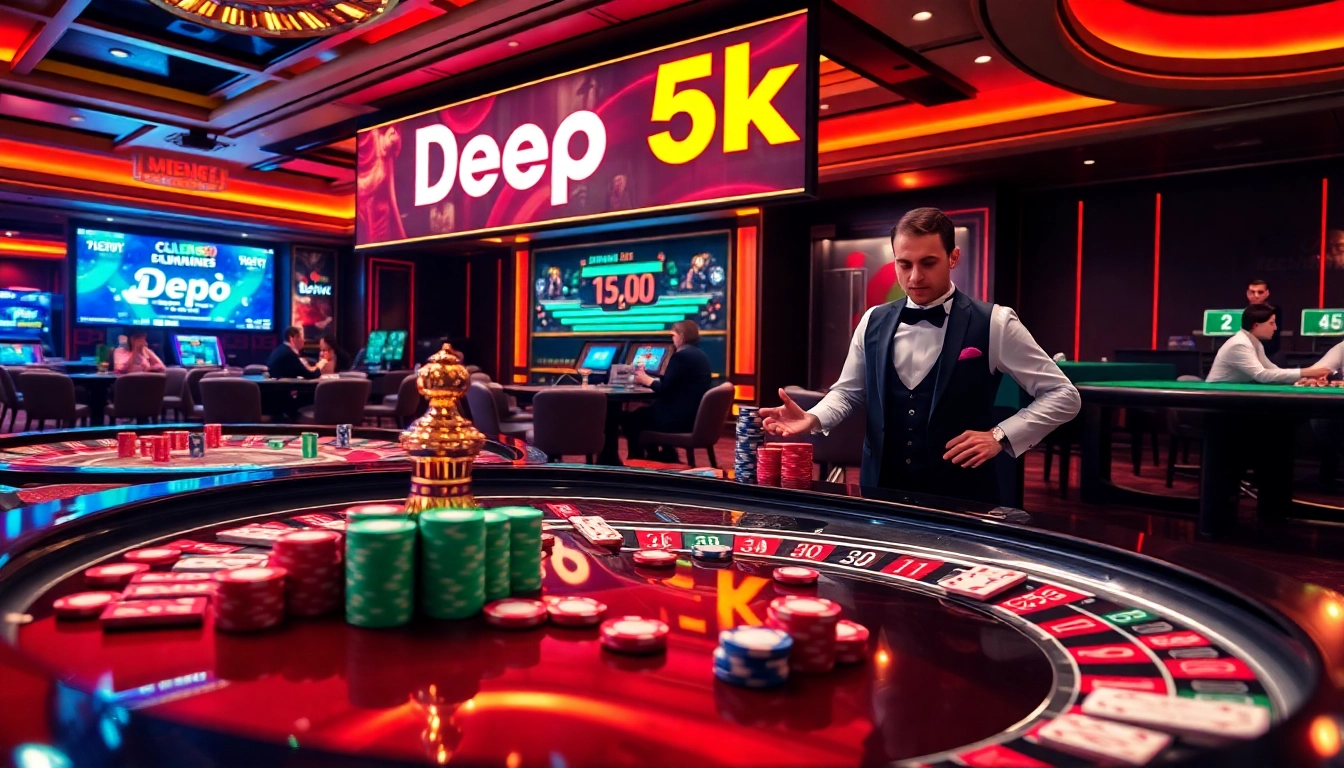 Experience exciting casino action with a depo 5k promotion at a vibrant gaming table.