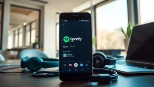 Seamless integration of the spotify mod apk interface in a modern workspace setup.