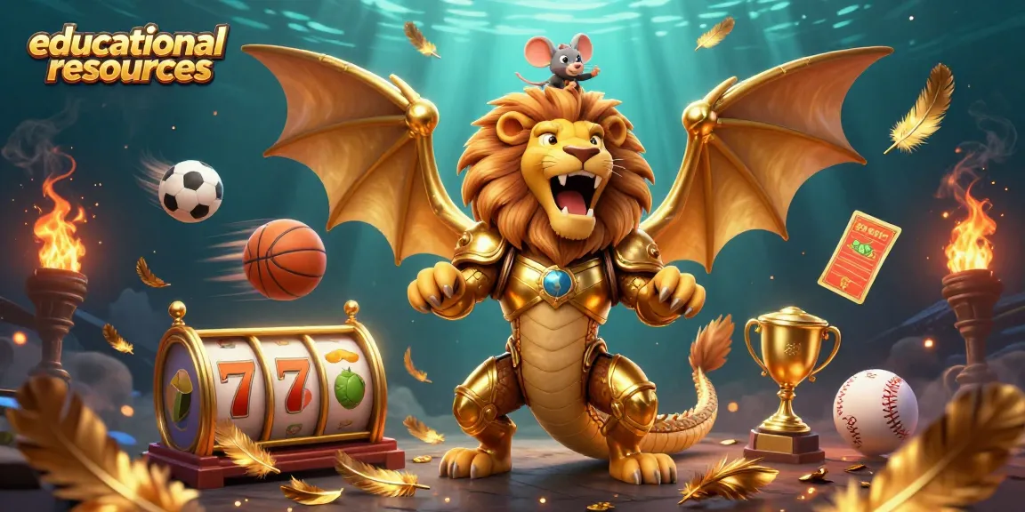 Engage with educational resources through a vibrant 3D chimeric scene packed with dynamic casino elements.